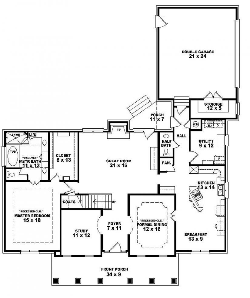 Featured image of post Four Bedroom House Plans With Double Garage : Affordable house plan with efficient room planning, vaulted ceiling and big windows in the living area, two bedrooms.