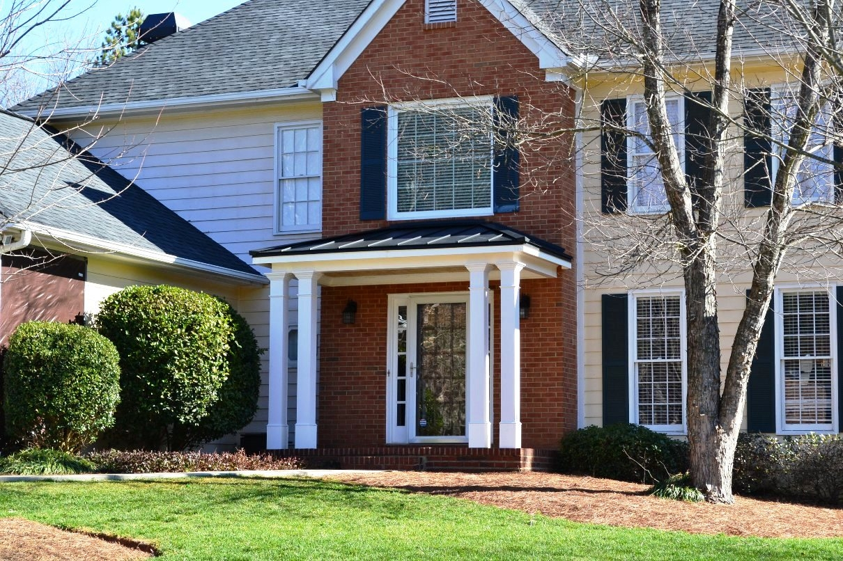 Adding A Porch To Brick House Fall Door Decor Sink And Toilet Blue pertaining to dimensions 1210 X 806