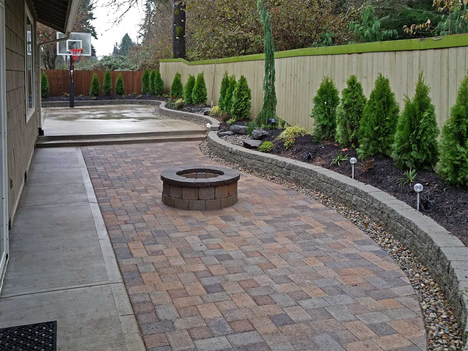 Backyard Paver Patio Connected To A Concrete Slab Basketball Court throughout dimensions 1600 X 1200