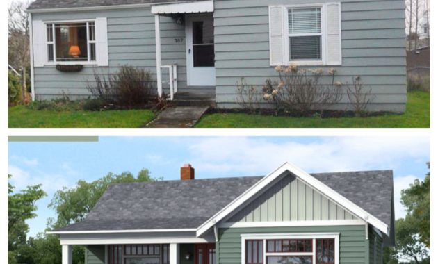 Before And After Curb Appeal Add Front Porch Expand Windows for proportions 1936 X 1936