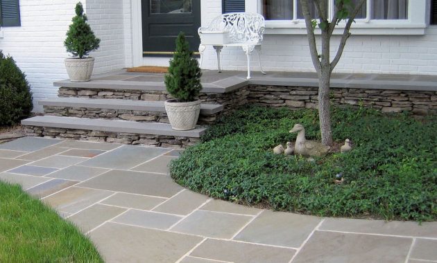 Bluestone Front Walk Leads To Stone Slab Steps And Front Porch regarding proportions 1439 X 800