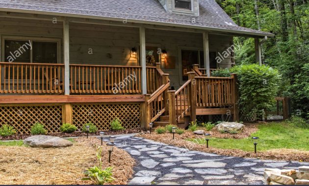 Cabin In North Carolina With Flagstone Fire Pit And Front Porch for proportions 1300 X 954