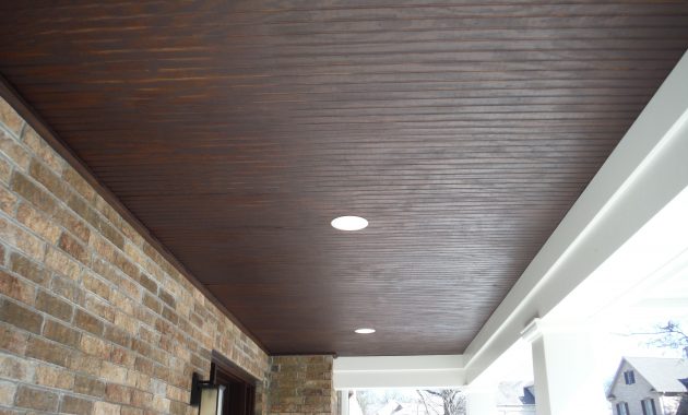 Close Up Of The Stained Wood Custom Porch Ceiling Monterey Taupe for measurements 4608 X 3456