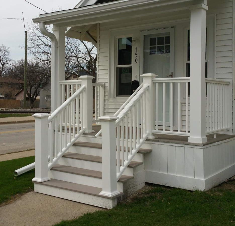 Exterior Appealing Small Front Porch Decoration Using White Wood with dimensions 936 X 899
