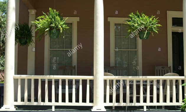 Front Porch With Hanging Baskets Of Ferns Stock Photo 18204255 Alamy in proportions 1300 X 954