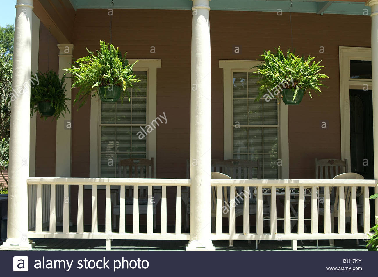 Front Porch With Hanging Baskets Of Ferns Stock Photo 18204255 Alamy in proportions 1300 X 954