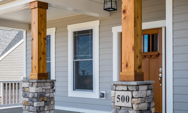 Gorgeous Front Porch Wood And Stone Columns Home Exteriors for measurements 1365 X 2048