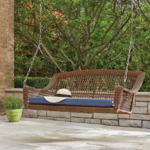 Hampton Bay Spring Haven Brown 2 Person Wicker Outdoor Swing With throughout size 1000 X 1000