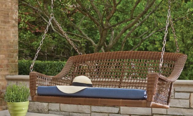 Hampton Bay Spring Haven Brown 2 Person Wicker Outdoor Swing With throughout size 1000 X 1000