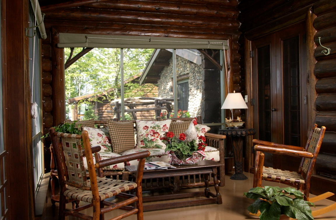 Log Cabin Porch Decorating Ideas Home Design Ideas regarding size 1152 X 754