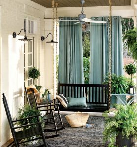 Outdoor Spaces Porch Privacy Rocking Chairs And Fern intended for proportions 1200 X 1289