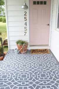 Painted Cement Floor Using A Stencil To Create A Cement Tile Look for measurements 988 X 1482