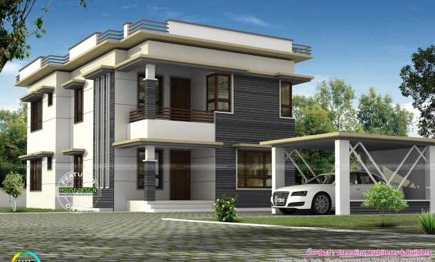Separate Car Porch Flat Roof Home Kerala Design Floor Plans Home for sizing 1600 X 1066