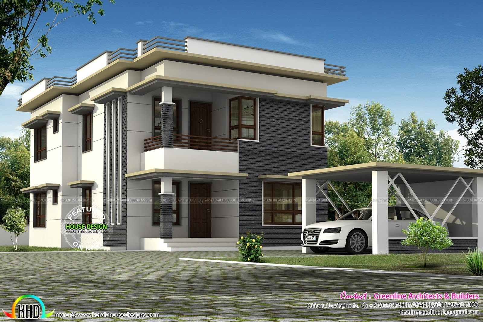 Separate Car Porch Flat Roof Home Kerala Design Floor Plans Home for sizing 1600 X 1066
