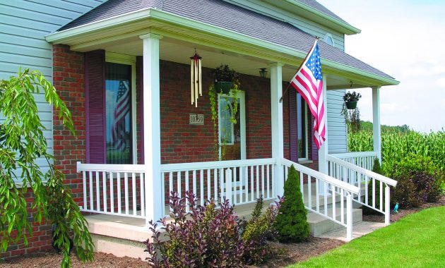 Simulated Wood Railing And Round Aluminum Columns Combine To Create with size 2136 X 1422