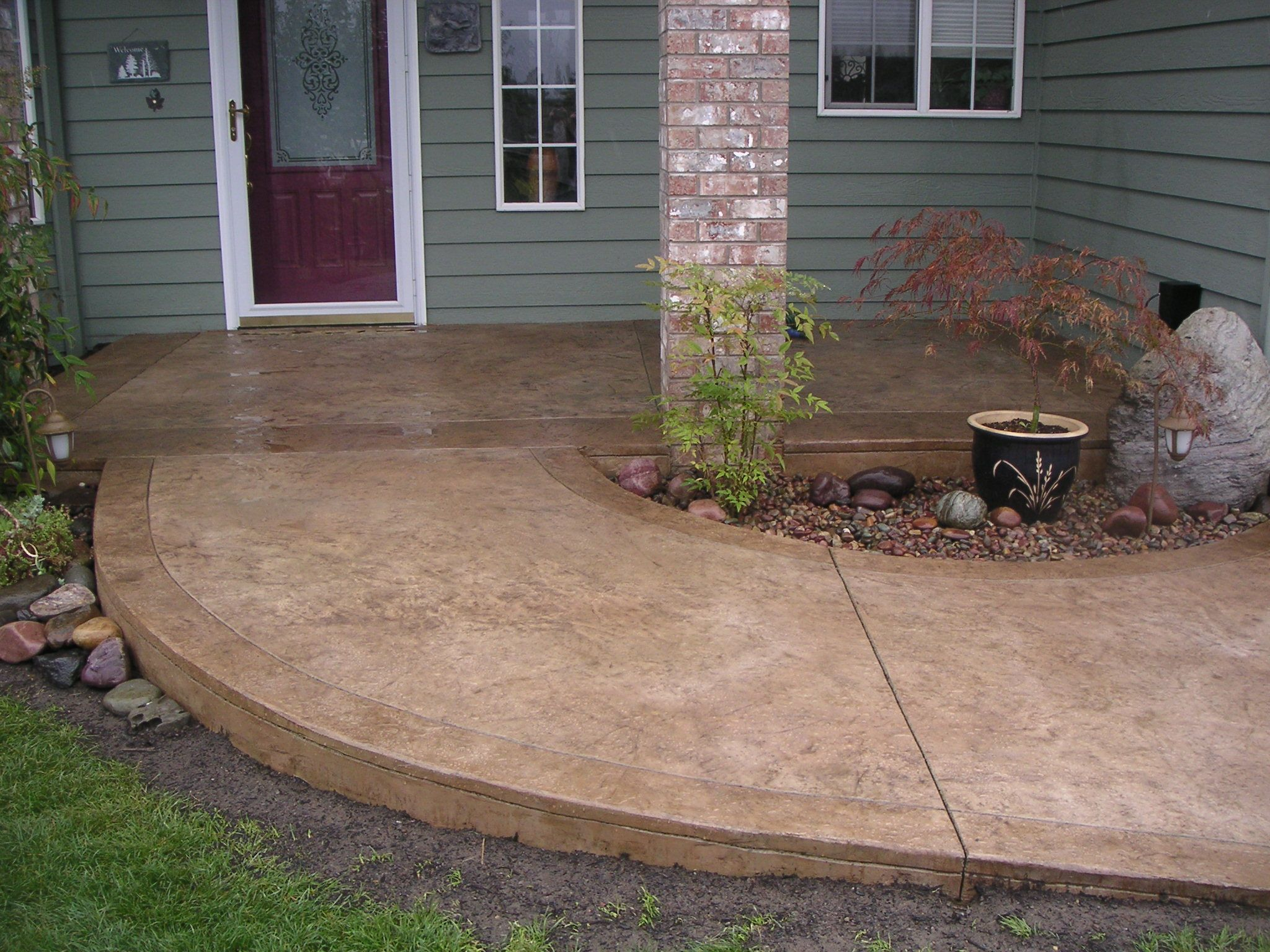 Stained Cement Porch Concrete Walkway Ideas Cement Walkways with regard to dimensions 2048 X 1536