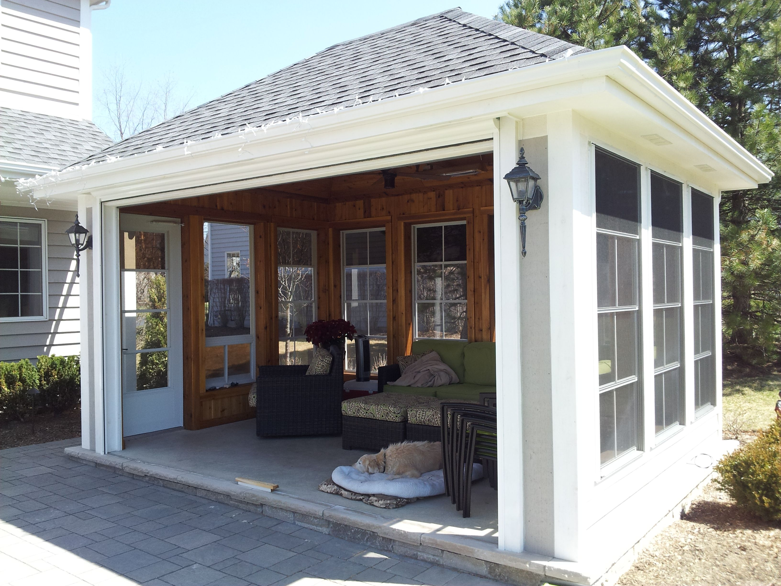 Stand Alone Screen Porch 3 Seasons Room W Remote Roll Up Door inside measurements 3264 X 2448