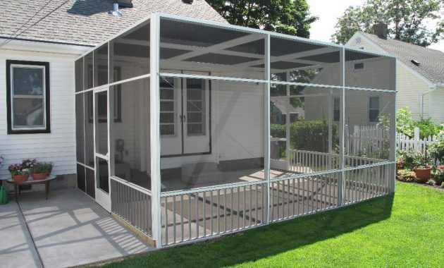 White Screen Porch Enclosure With Flat Roofline And Removeable Roof within size 1030 X 773