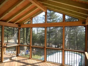 Wood Under Porch Ceiling Amazing Brushed Bronze Frames Custom Screen regarding sizing 4000 X 3000