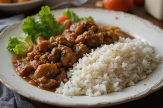 Beef Stew With Rice And Salad