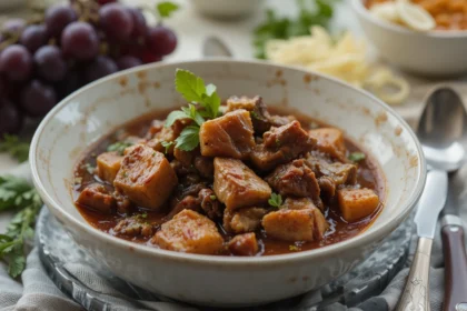Bowl Of Beef Stew With Grapes