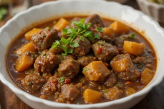 Bowl Of Beef Stew With Herbs