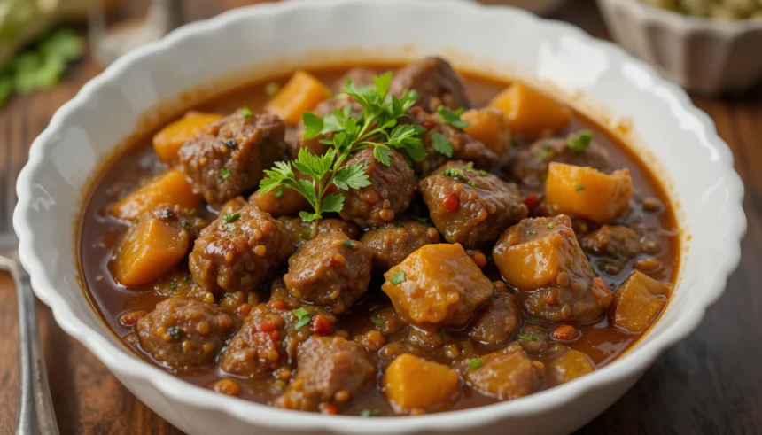 Bowl Of Beef Stew With Herbs