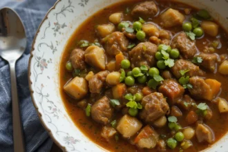 Bowl Of Beef Stew With Peas