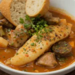 Bowl Of Fish Stew With Bread