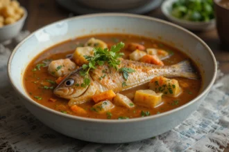 Bowl Of Fish Stew With Herbs
