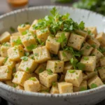 Bowl Of Tofu Salad With Herbs
