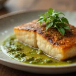 Gourmet Fish Dish With Green Sauce