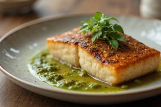 Gourmet Fish Dish With Green Sauce