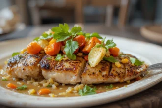 Grilled Fish With Vegetable Garnish