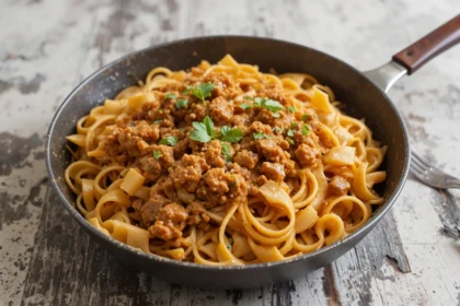 Pan Of Pasta With Meat