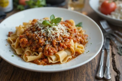 Pappardelle Pasta With Ragu Sauce