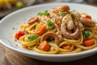 Pasta Dish With Squid And Vegetables