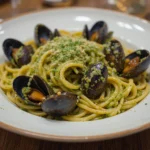 Pasta With Mussels And Pesto Sauce