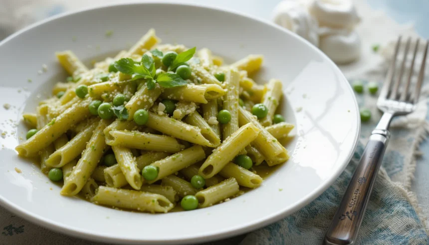 Pesto Penne Pasta With Peas