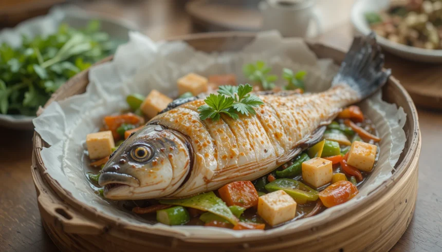 Steamed Fish With Tofu And Vegetables