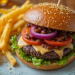 Vegan Beet Burger With Fries