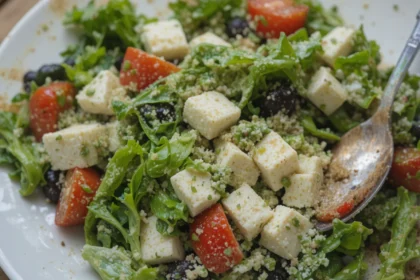Vegan Greek Salad With Tofu Feta Cheese