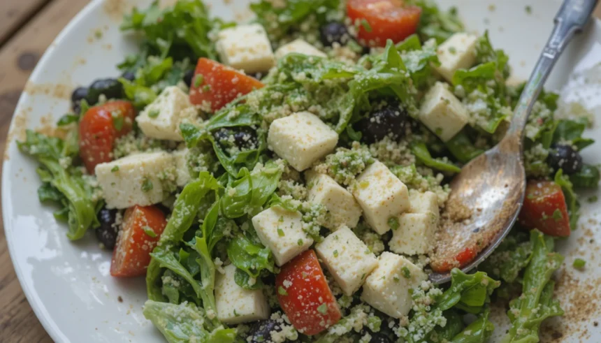Vegan Greek Salad With Tofu Feta Cheese