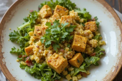 Vegan Scrambled Tofu With Salad
