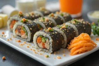 Vegan Sushi Rolls With Juice