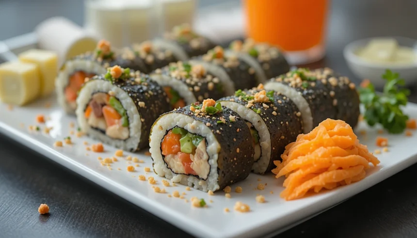 Vegan Sushi Rolls With Juice