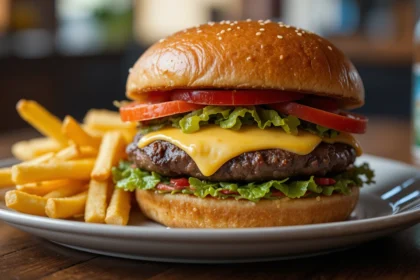 Classic Beef Cheeseburger With Fries