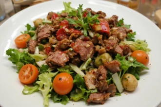 Plate Of Fresh Salad With Beef