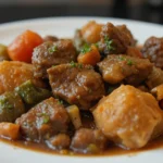 Beef Stew With Vegetables On Plate
