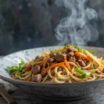 Bowl Of Noodles With Beef And Vegetables